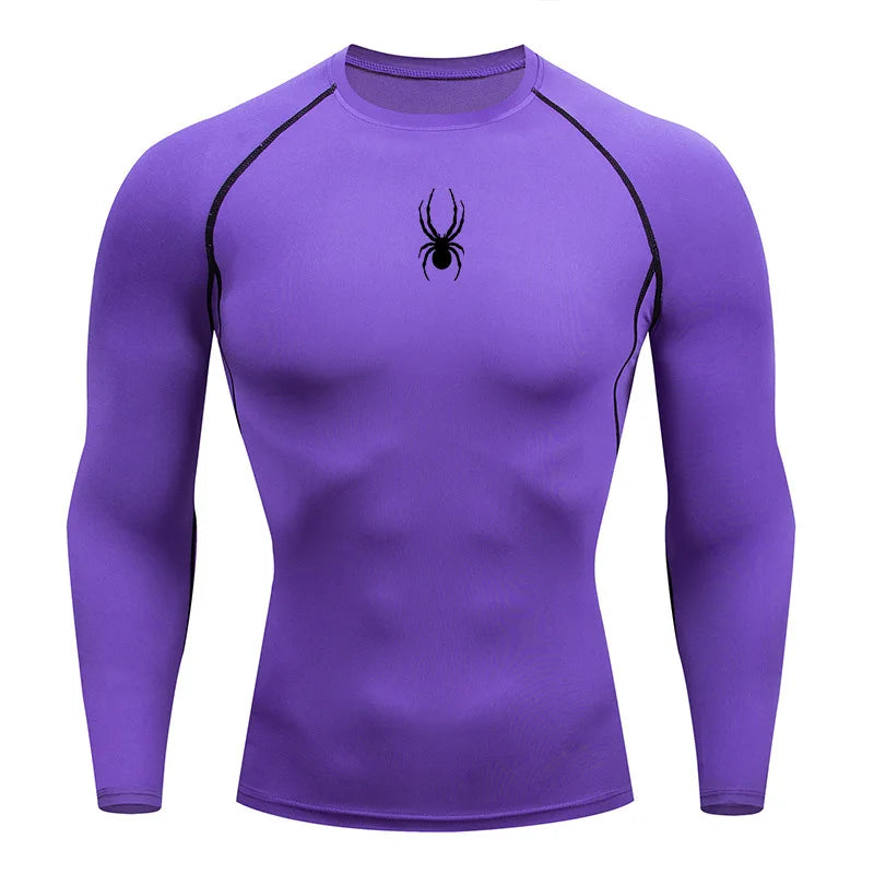 Men's Long Sleeves Spider Fitness Dry Fit T-shirt Gym Compression Shirt Sportswear Outdoor Sports Running Tees Tops Rashgard