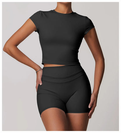 Sports T-shirt Women's Top Yoga Shirts Quick Dry Running Tops Tights Push Up Workout Gym Clothes Short Sleeve Fitness Sports Top