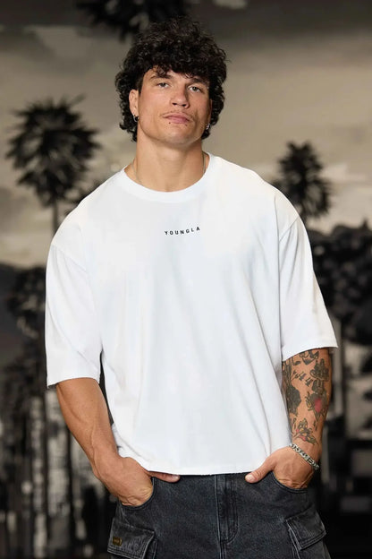 Loose Fit Men's T-Shirt American Trendy Brand Cotton Blend Short Sleeve Fitness Sporty Summer Casual Wear Dry Fast T-Shirt