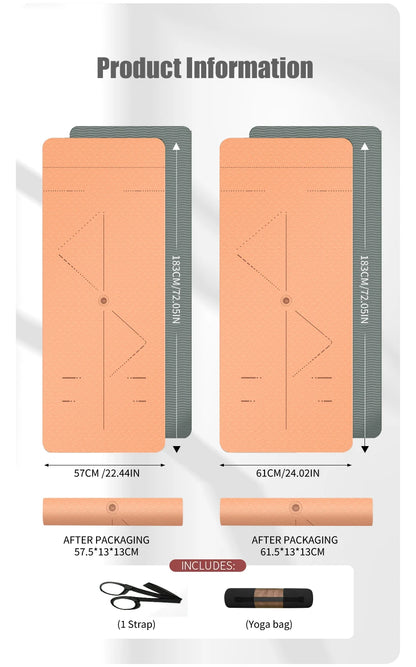 WESTTUNE Yoga Mat Non Slip, Eco Friendly Pilates Fitness Mats Anti-Tear Exercise Yoga Mat with Carrying Strap and Bag for Women