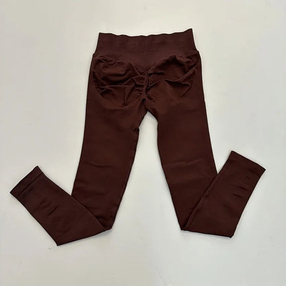 No Logo Leggings Women Low Ribbed Band Scrunch Bum Seamless Yoga Pants Gym Leggings Fitness Sweat Wicking Stretch Workout Tights