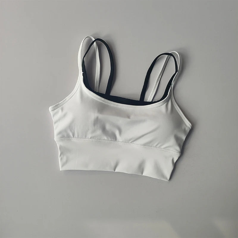 Sports Bra Women Summer Shock-absorbing Gathering Double Breast Strap Yoga Vest Quick Drying Anti Sagging Shaping Fitness Bra