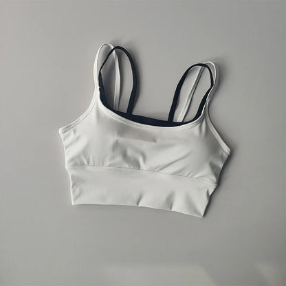 Sports Bra Women Summer Shock-absorbing Gathering Double Breast Strap Yoga Vest Quick Drying Anti Sagging Shaping Fitness Bra