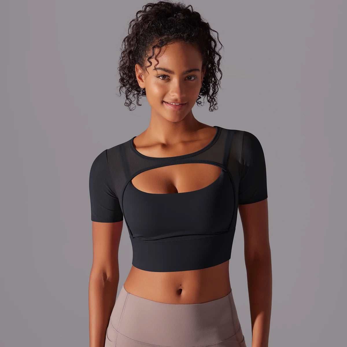 Women's Mesh Yoga Shirt Sexy Short Sleeve T-Shirt Sport Top Blouse Cover Up Quick Dry Gym Clothes Running Fitness Tank Sportwear