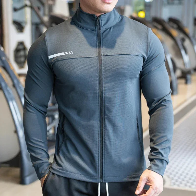 Mens Gym Fitness Shirts Tops High Quality Running Sport Jacket Outdoor Workout Sunscreen Clothing Training Sweatshirt Zipped