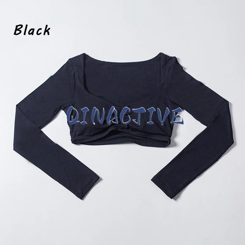 QINACTIVE Women Yoga Shirts Crop Top Long Sleeves Shirts for Women Yoga Sports Fitness Gym Clothes Workout Tops