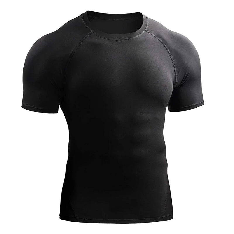 2025 Compression T Shirt Men Summer Sportswear Running T-shirt Elastic Quick Dry Sport Tops Tee Athletic Gym Workout Shirts Men