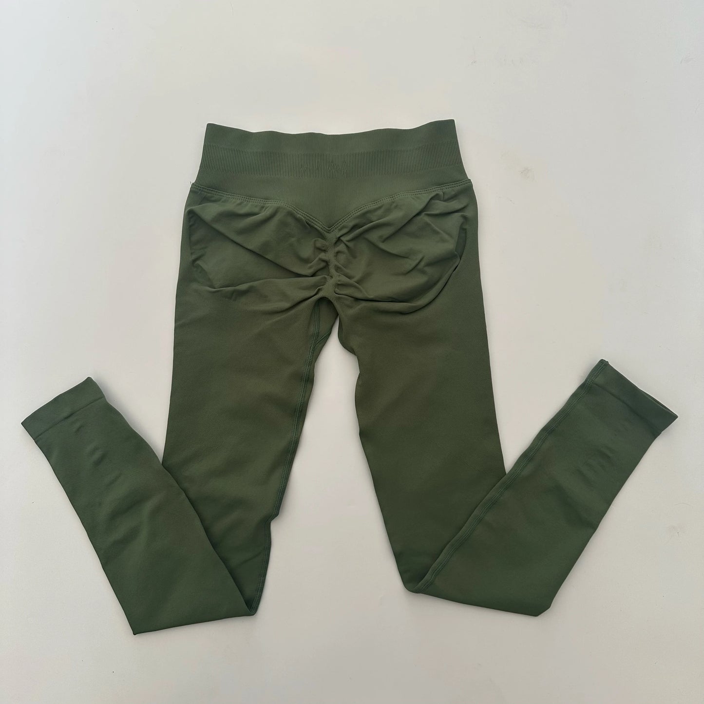 No Logo Leggings Women Low Ribbed Band Scrunch Bum Seamless Yoga Pants Gym Leggings Fitness Sweat Wicking Stretch Workout Tights