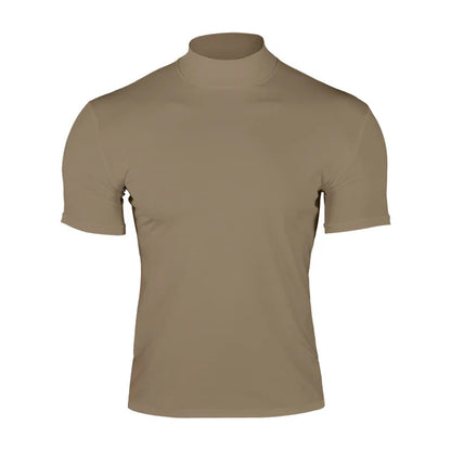 Cross-border Amazon 2024 summer solid color short-sleeved fashion bottoming shirt men's tight turtleneck T-shirt