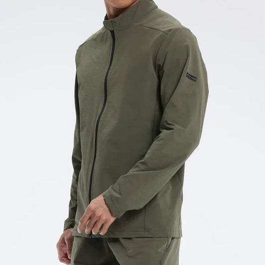 Men Outdoor Sports Casual Jacket Jacket Stand-Up Collar Zip Running Fitness Windproof Camping Hiking Riding Training Tops