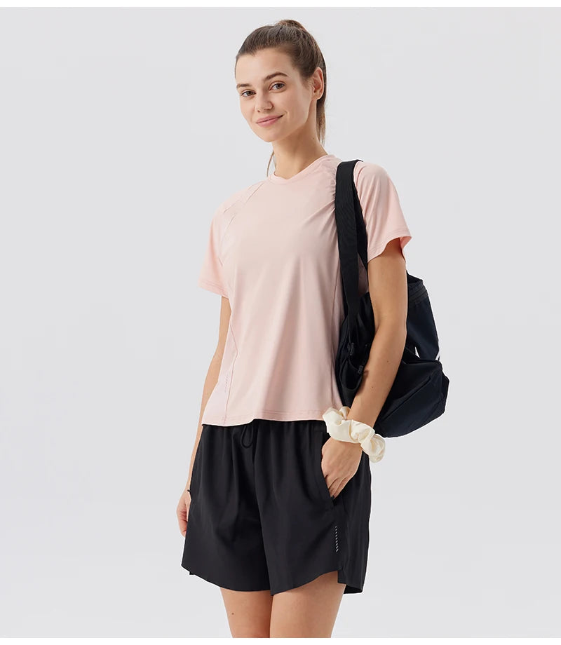 Summer Women's Quick Dry Running Sports T-Shirt Gym Fitness Training Wear for Tennis Golf Yoga Breathable Sportswear Top
