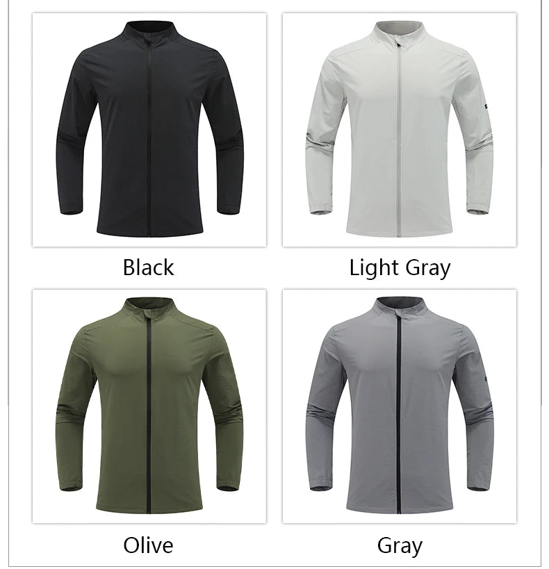 Men Outdoor Sports Casual Jacket Jacket Stand-Up Collar Zip Running Fitness Windproof Camping Hiking Riding Training Tops