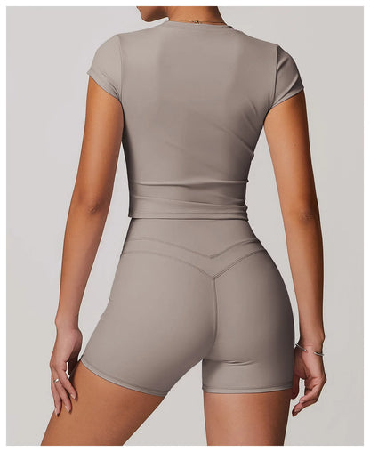 Sports T-shirt Women's Top Yoga Shirts Quick Dry Running Tops Tights Push Up Workout Gym Clothes Short Sleeve Fitness Sports Top