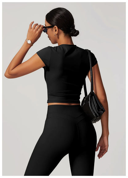 Sports T-shirt Women's Top Yoga Shirts Quick Dry Running Tops Tights Push Up Workout Gym Clothes Short Sleeve Fitness Sports Top