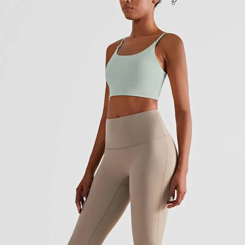 2024 New Solid Color Suspenders Yoga Fitness Naked Feel Sport Bra Gym Vest Quick Dry Breathable Running Vest Gym Wear