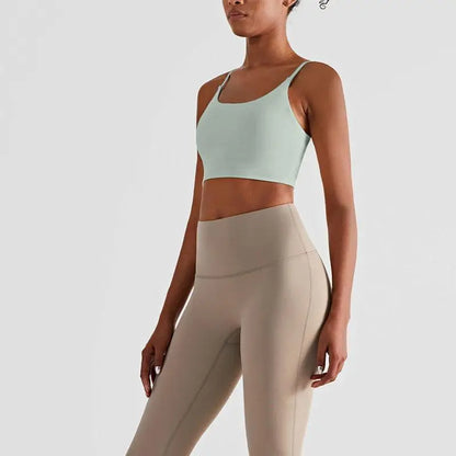 2024 New Solid Color Suspenders Yoga Fitness Naked Feel Sport Bra Gym Vest Quick Dry Breathable Running Vest Gym Wear