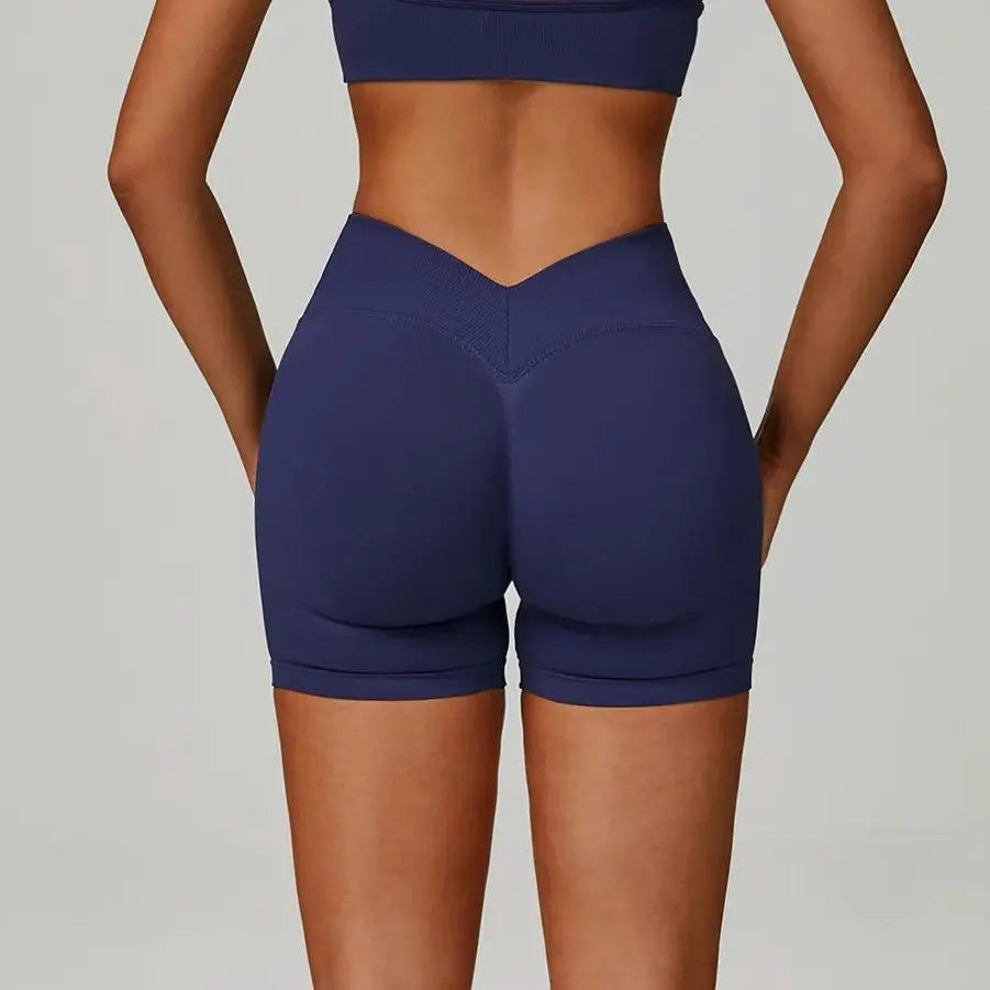 Seamless Yoga V-Back shorts High waisted hip lifting yoga shorts women's nylon tight fitting shorts training sports fitness pant