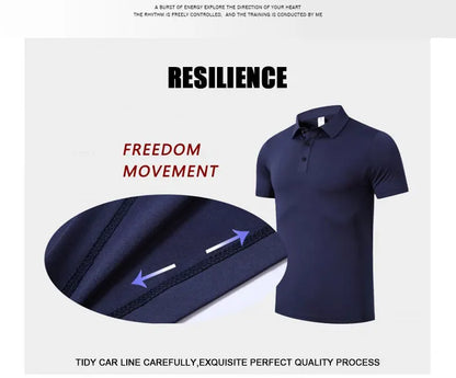 Men's Ice Silk Quick Dry Short-sleeved Thin Running T-shirt Loose Lapel Fitness T-shirt Football Basketball Jersey Sportswear