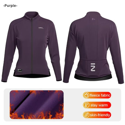 INBIKE Women's Thermal Cycling Jacket Winter Warm Fleece Bicycle Riding Sportswear Windproof Long Sleeve Reflective Outdoor Wear
