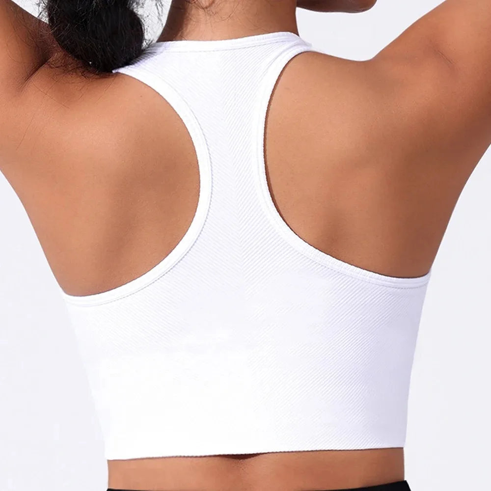 Seamless Sport Bras Gym Top High Intensity Underwear Running Training Yoga Bra Shockproof Ribbed  Fitness Yoga Vest Crop Top