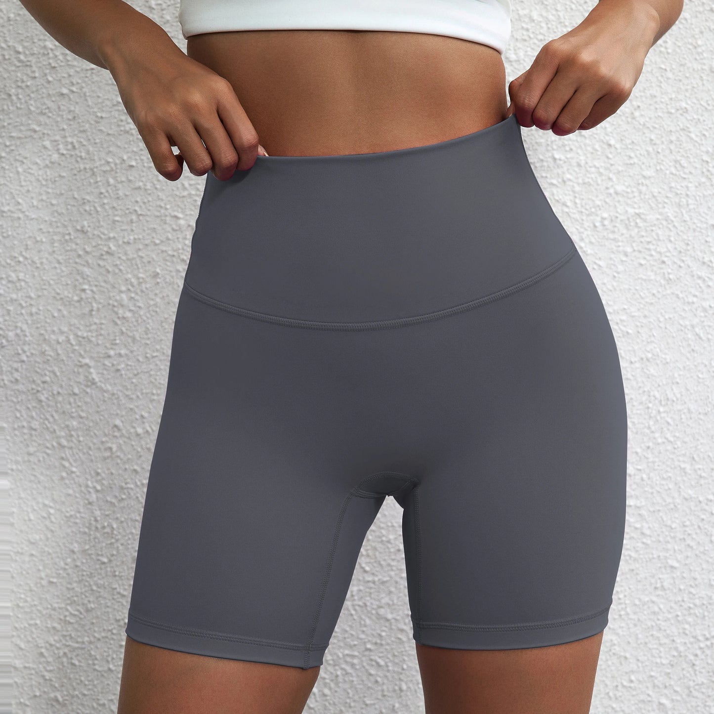 Solid Color Women Fitness Sports Short High Waist Yoga Short Leg Cycling Comprehensive Training Jog Squat Proof Internal Pocket