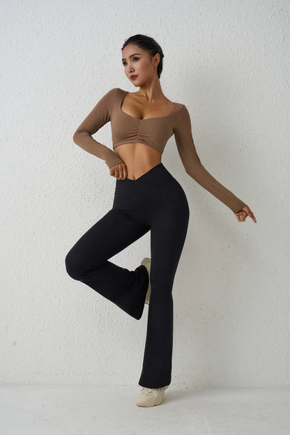 QINACTIVE Women Yoga Shirts Crop Top Long Sleeves Shirts for Women Yoga Sports Fitness Gym Clothes Workout Tops