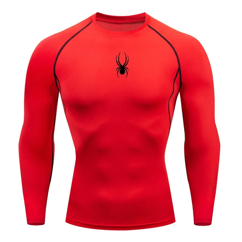 Men's Long Sleeves Spider Fitness Dry Fit T-shirt Gym Compression Shirt Sportswear Outdoor Sports Running Tees Tops Rashgard