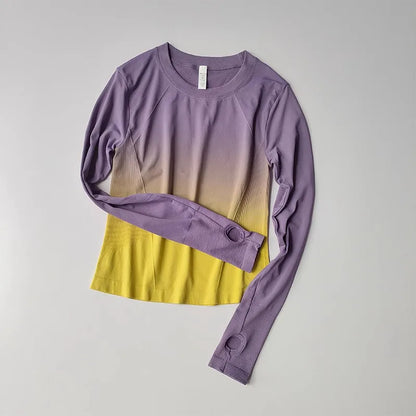 Women's Long Sleeve Top Yoga Shirts Running T-Shirt Hanging dye Fitness Sports Top Gym Sweatshirts Workout Tops Sports Shirts