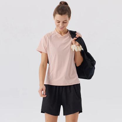 Summer Women's Quick Dry Running Sports T-Shirt Gym Fitness Training Wear for Tennis Golf Yoga Breathable Sportswear Top