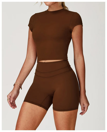 Sports T-shirt Women's Top Yoga Shirts Quick Dry Running Tops Tights Push Up Workout Gym Clothes Short Sleeve Fitness Sports Top