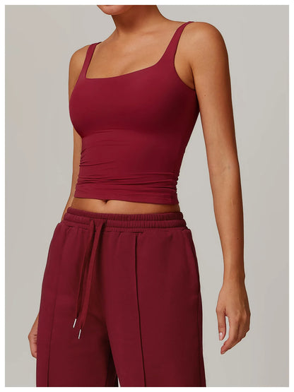 Ctenkevet Women's Workout Yoga Tank Top Quick-Dry Gym Sports Vest Female Running Tight Top Women U-Back Fitness Underwear