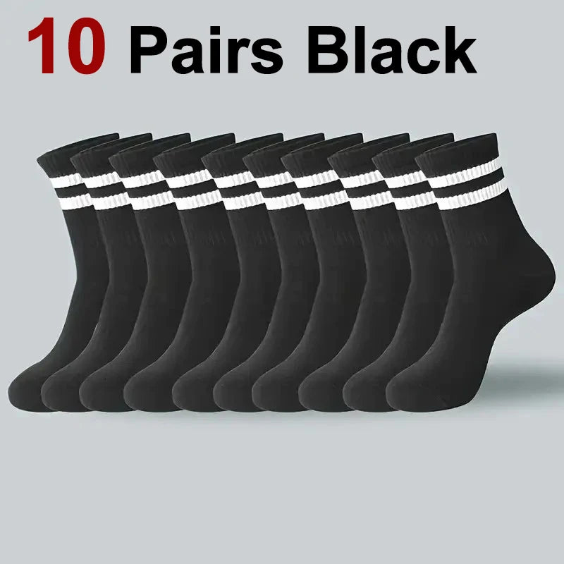 5/10/20 Pairs Neutral Solid Color Round Neck Socks Spring Autumn Sweat Absorbing Breathable Comfortable All-season Sports Socks