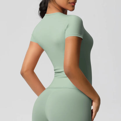 Workout Dry Fit Breathable High Elastic Sports Top Gym Fitness Wear T-shirt Women Casual Outdoor Top