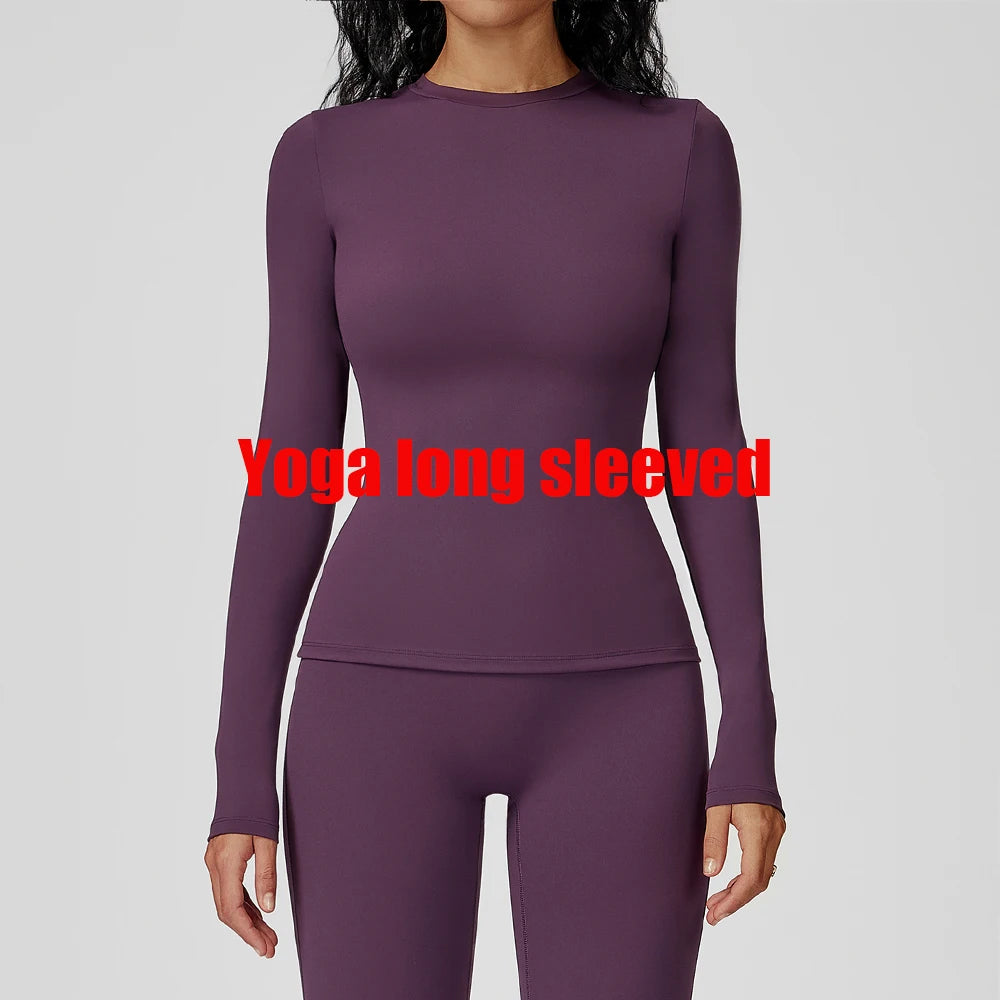 Yoga Shirts Women Long Sleeve Fitness Running Gym Clothes Workout Dry Fit Breathable Slim Fit High Elastic Sport Top Women's Top