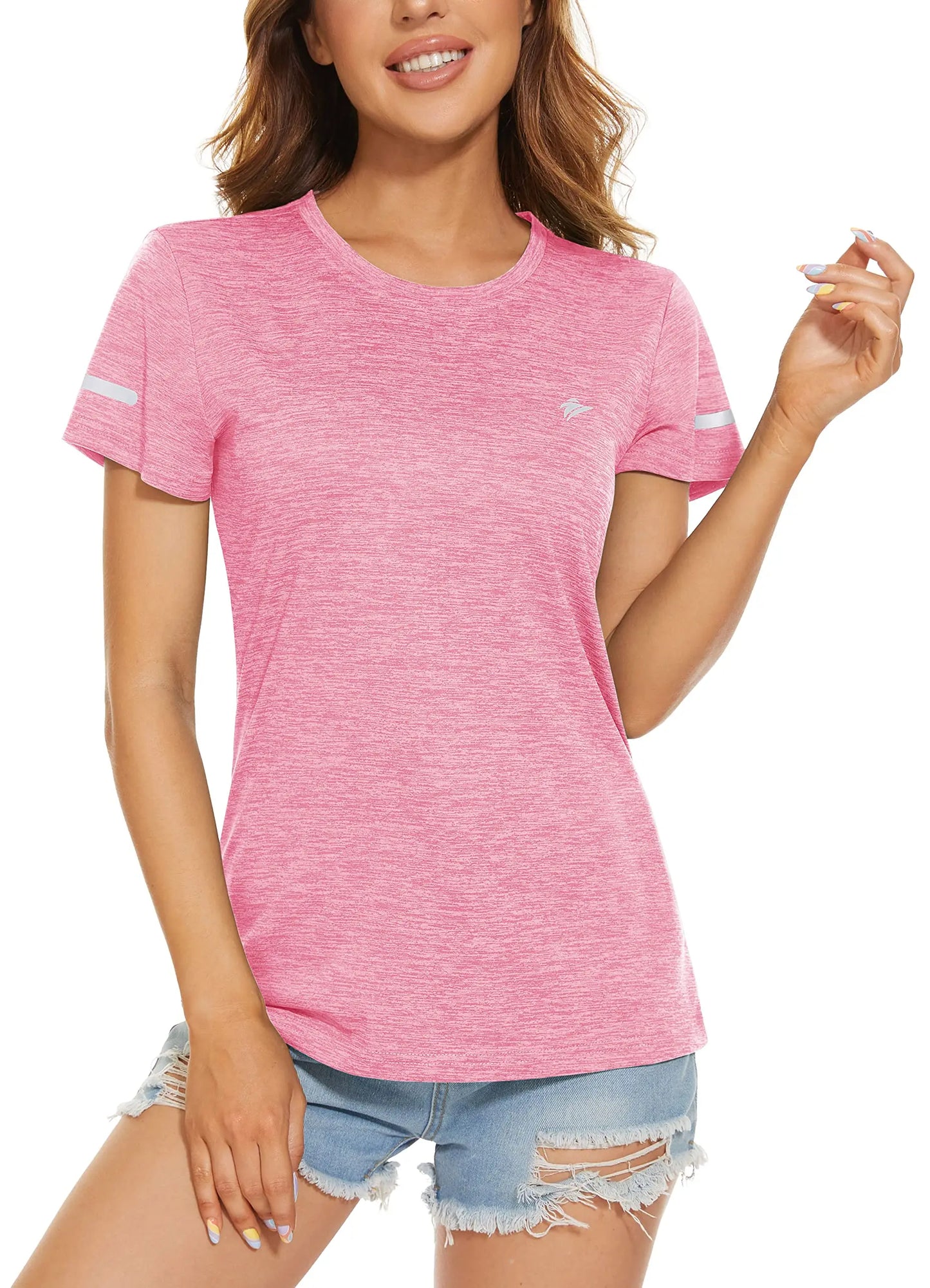 TACVASEN Elastic Moisture Wicking Summer T-shirts Women's Casual T-shirts Crew Neck Workout Running Shirts Sports Tee Gym Tops