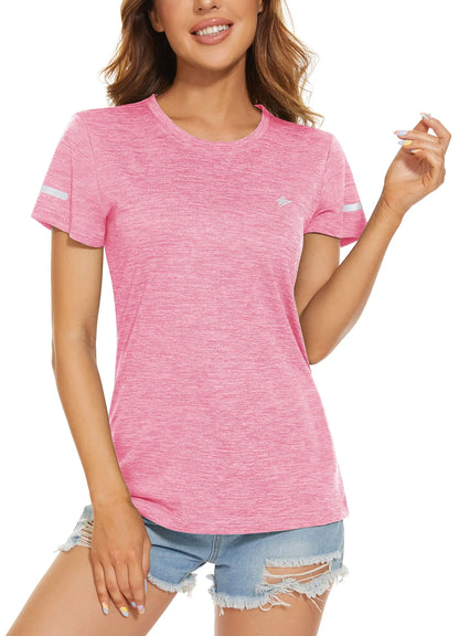 TACVASEN Elastic Moisture Wicking Summer T-shirts Women's Casual T-shirts Crew Neck Workout Running Shirts Sports Tee Gym Tops