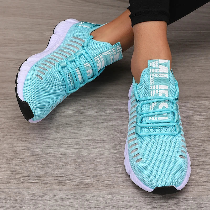 Women's Sports Shoes Mesh Lightweight Soft Sole Jogging Strap Breathable Fashion Sports Walking Casual Tennis Flat Shoes for Men