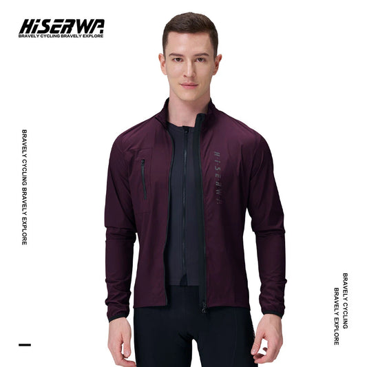 HISERWA Men Cycling Jacket Lightweight Breathable Anti-UV Cycling Windbreaker High Quality MTB Road Bike Jersey 2-Way Zipper