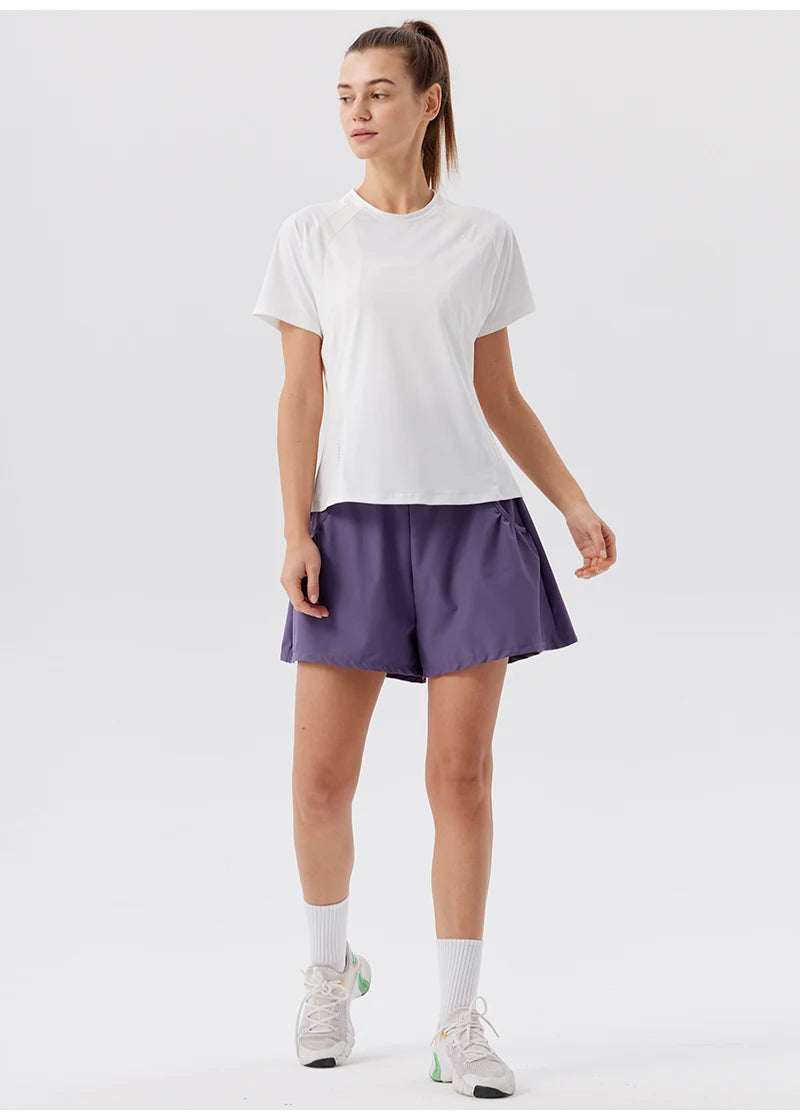Summer Women's Quick Dry Running Sports T-Shirt Gym Fitness Training Wear for Tennis Golf Yoga Breathable Sportswear Top