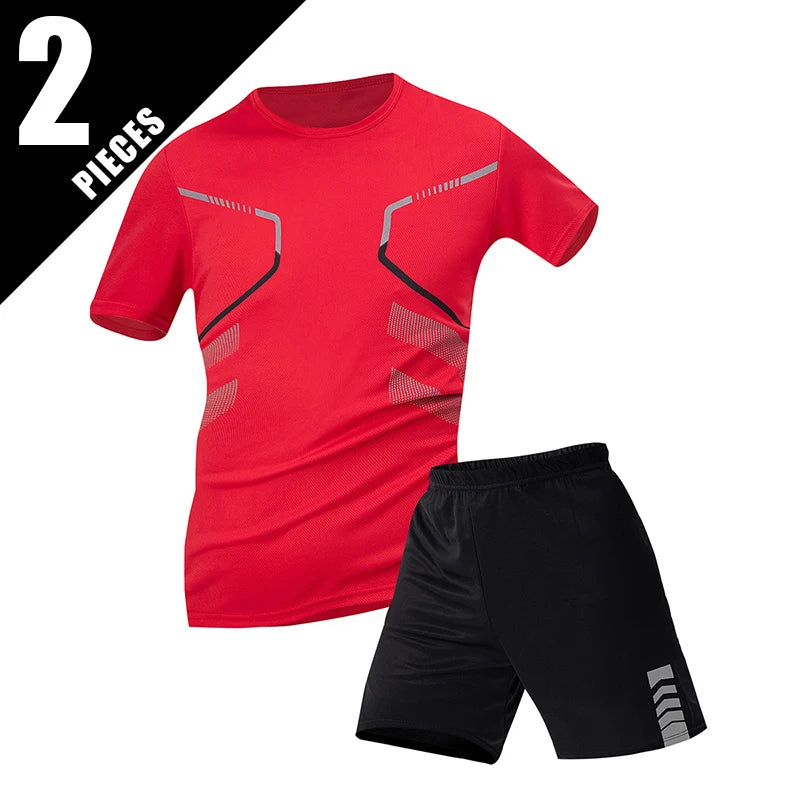 2/4/6 Pcs Plus Size Men's Quick-drying Short-sleeved Shorts Suit Men's Leisure Sports Running Fitness T-shirt Joker Shorts Teen