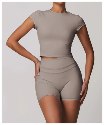 Sports T-shirt Women's Top Yoga Shirts Quick Dry Running Tops Tights Push Up Workout Gym Clothes Short Sleeve Fitness Sports Top