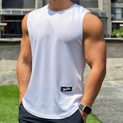 2025 Summer New Trend Men tank top Pullover Round Neck Mesh Bottom Shirt Sports Fitness Top Sleeveless Vest Quick Dry undershirt