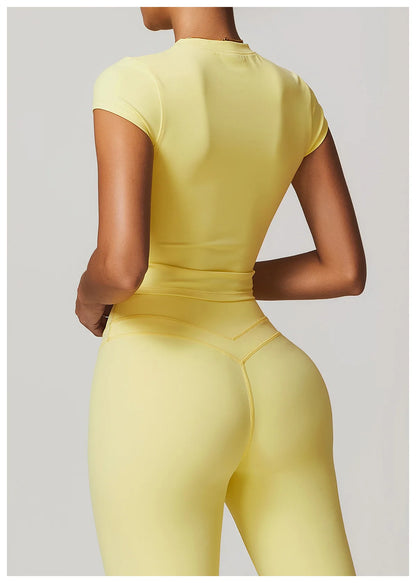 Sports T-shirt Women's Top Yoga Shirts Quick Dry Running Tops Tights Push Up Workout Gym Clothes Short Sleeve Fitness Sports Top