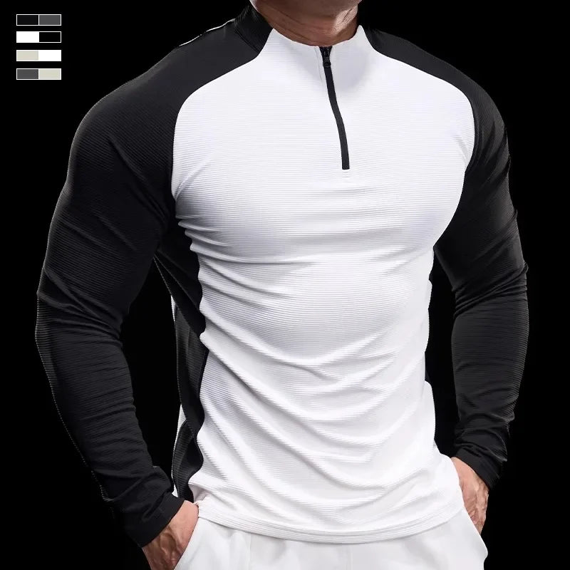 2024 New Men Sportswear Fitness Top Gym Jacket Quick-drying Breathable Slim Long-sleeved T-shirt Running Training Clothes Autumn
