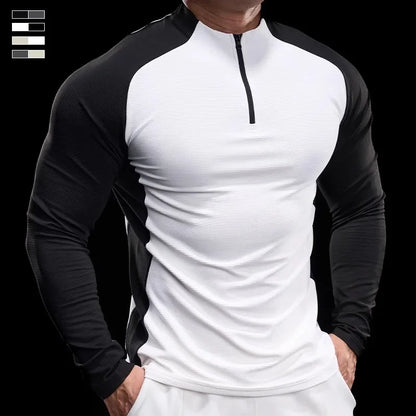2024 New Men Sportswear Fitness Top Gym Jacket Quick-drying Breathable Slim Long-sleeved T-shirt Running Training Clothes Autumn
