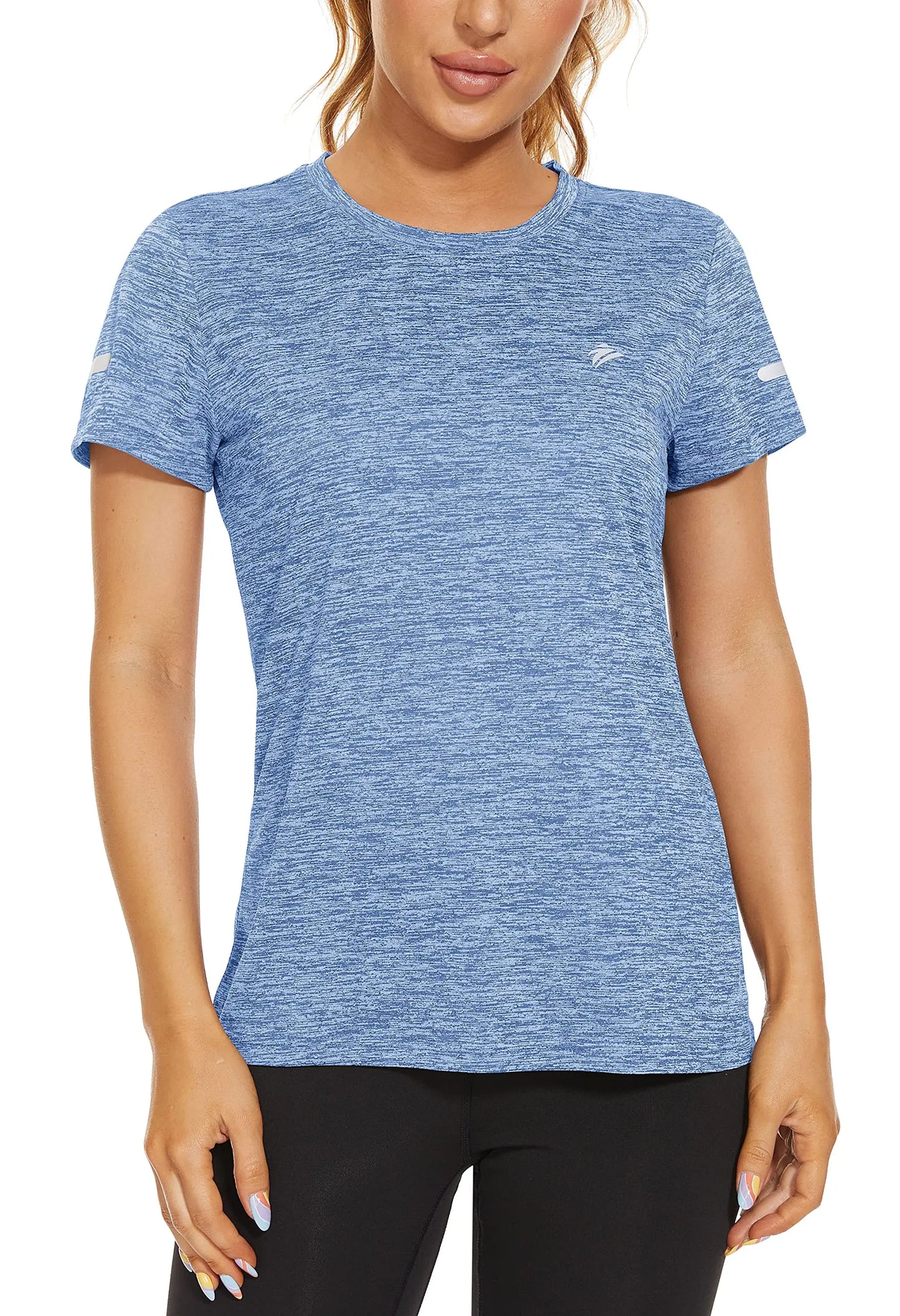 TACVASEN Elastic Moisture Wicking Summer T-shirts Women's Casual T-shirts Crew Neck Workout Running Shirts Sports Tee Gym Tops