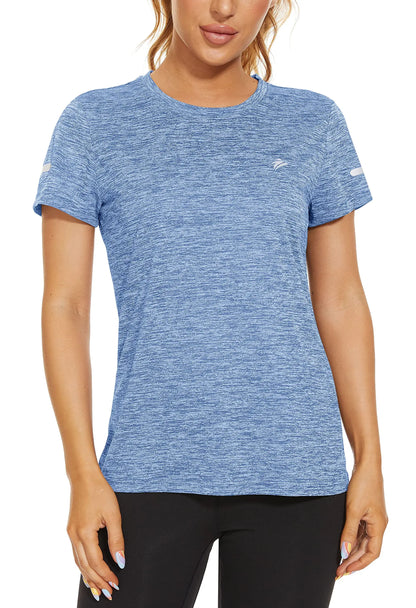 TACVASEN Elastic Moisture Wicking Summer T-shirts Women's Casual T-shirts Crew Neck Workout Running Shirts Sports Tee Gym Tops