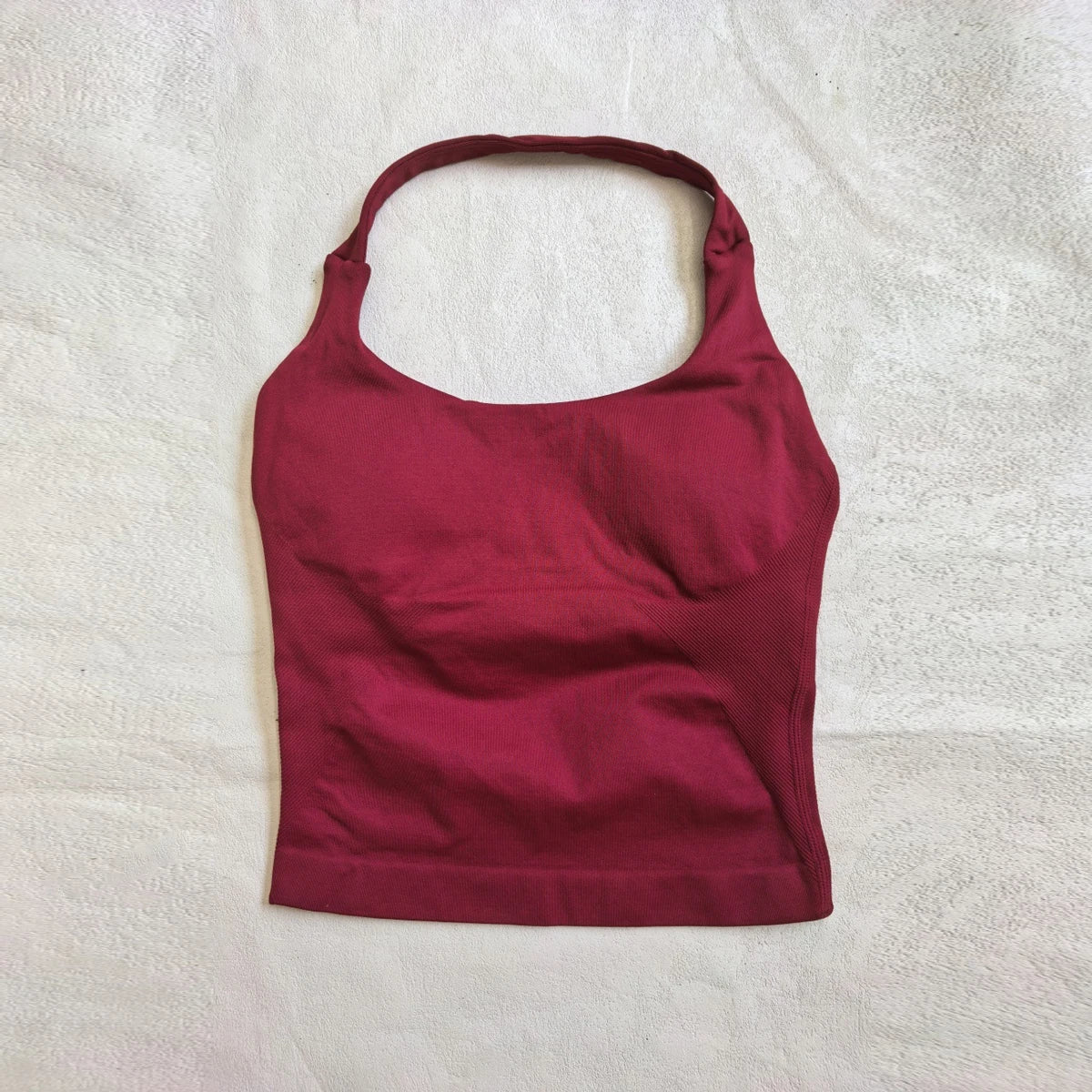 New Seamless Halter Top for Women Backless Gym Crop Top Workout Yoga Shirt with Waist Contouring Sleeveless Sports Shirt