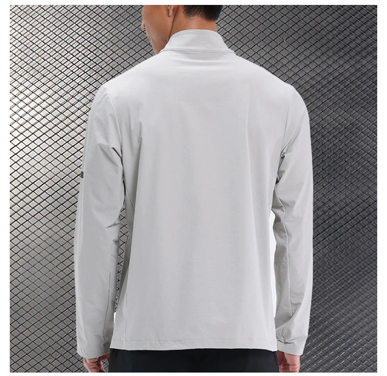 Men Outdoor Sports Casual Jacket Jacket Stand-Up Collar Zip Running Fitness Windproof Camping Hiking Riding Training Tops