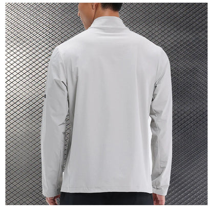 Men Outdoor Sports Casual Jacket Jacket Stand-Up Collar Zip Running Fitness Windproof Camping Hiking Riding Training Tops